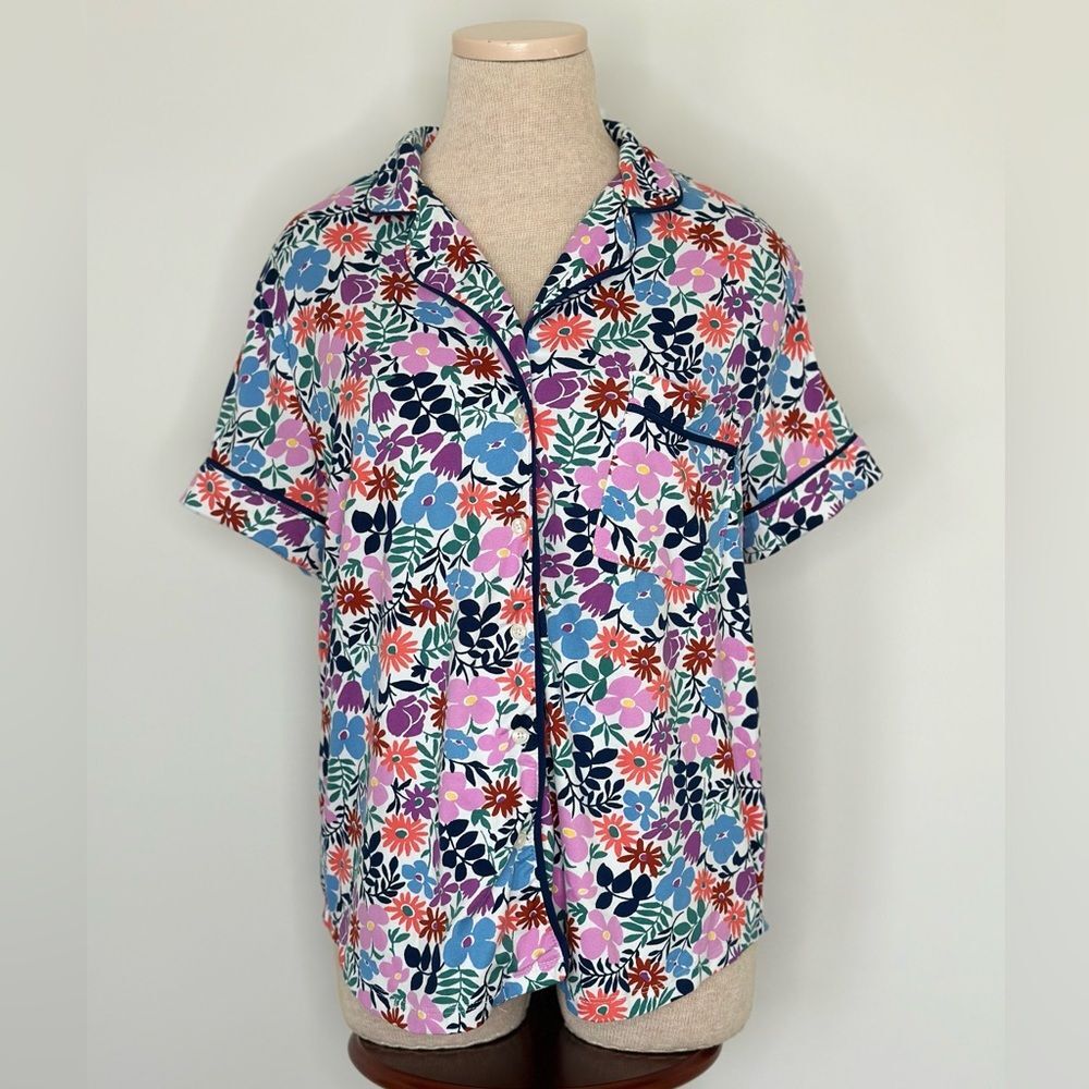 Kate Spade New York Black Label Spring Floral Pajama Top Button Down Size Medium